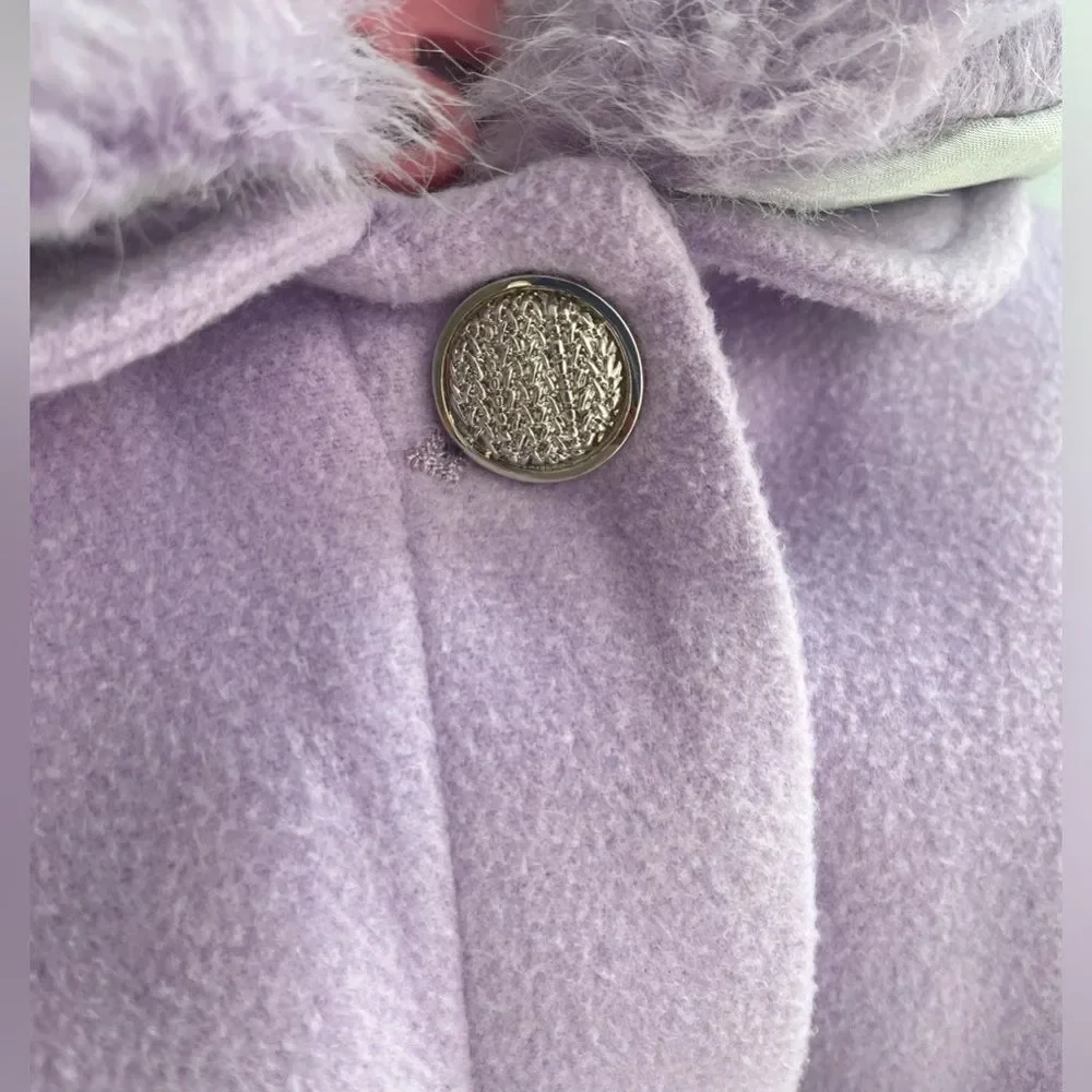 MONSOON CHILDREN Girl’s‎ Faux Fur Collar Trim Coat, Lavender, 18-24 Mon